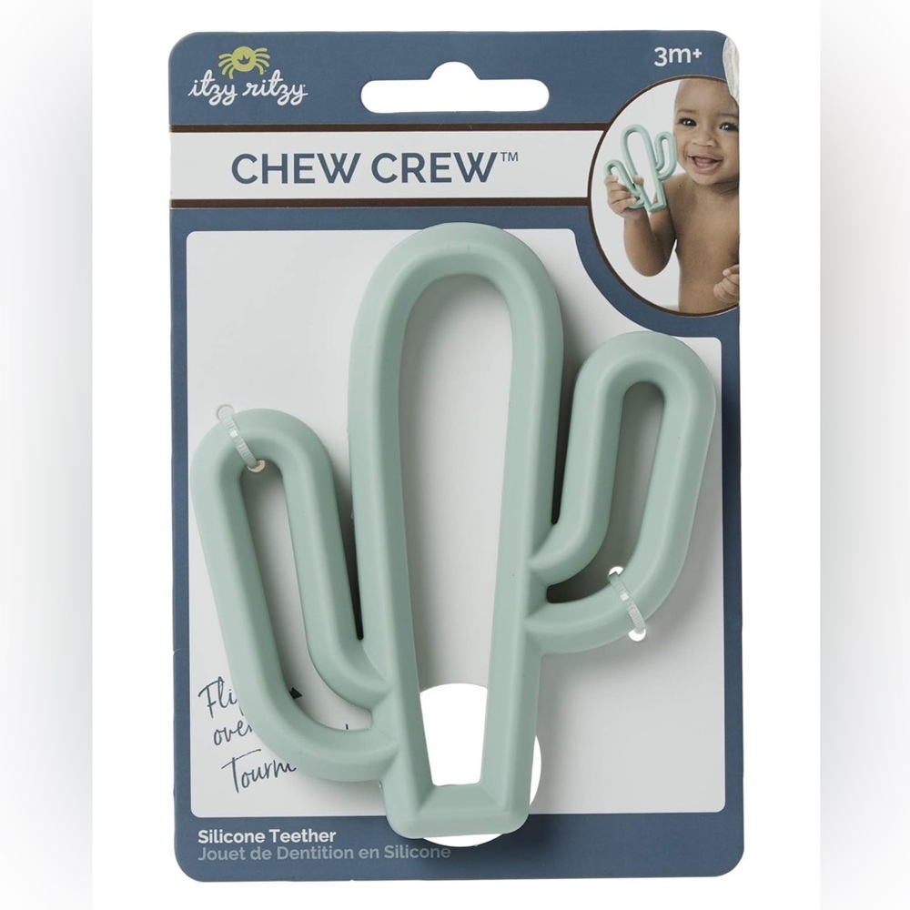 BNIP ITSY RITZY CHEW CREW MINT GREEN CACTUS SILICONE TEETHER FOR BABIES 3…